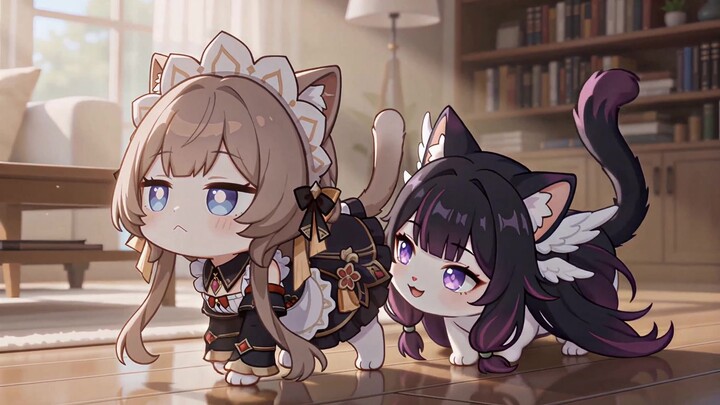 When Puppet Cat Meets Girl Cat