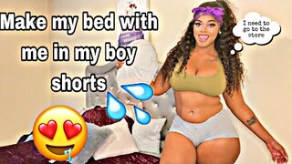 MAKE MY BED WITH ME IN MY BOY SHORTS 🥹😍🍑 + run errands with me to the store 😭