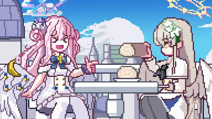 "Azure Files" MIKA and Nagisa's tea party time (pixel animation)