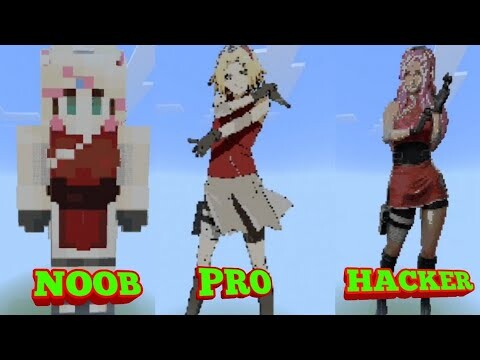 Sakura /Naruto Shipuden /Noob vs Pro vs Hacker vs God /MineCraft Pixel Art