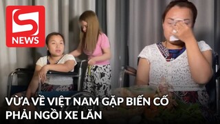 Vừa về Việt Nam, Quỳnh Trần JP bất ngờ gặp sự cố phải ngồi xe lăn