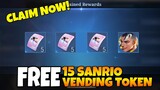 HOW TO GET 15 FREE VENDING TOKEN SANRIO EVENT | 10X FREE DRAW SANRIO SKIN | MOBILE LEGENDS