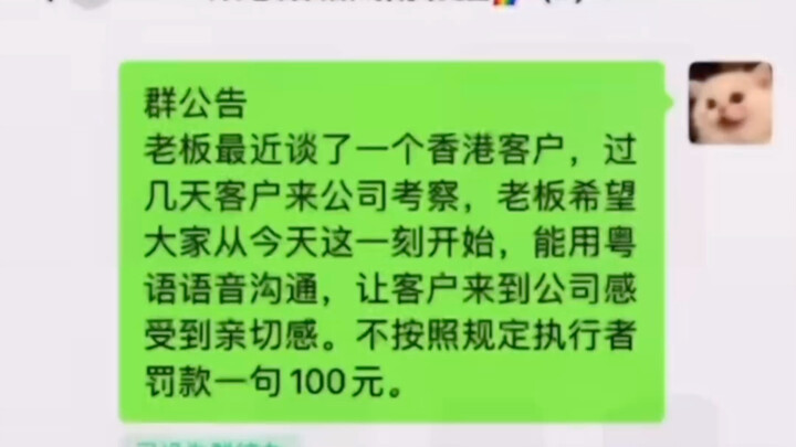 The boss told everyone to chat in Cantonese and share the screen recording—make sure you watch it al