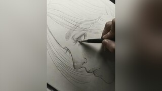 Lần đầu vẽ một bức zoom mặt to vậy đó 😆 Mình ít khi vẽ kiêủ này lắm mặc dù thích nét này 🥺