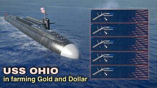 Modern Warships: USS OHIO in farming Gold and Dollar gameplay..