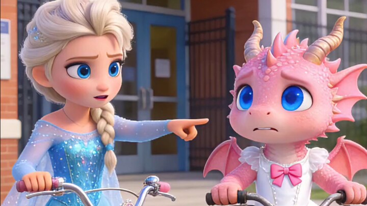 Elsa yang penuh perhatian membantu bayi naga yang menggemaskan