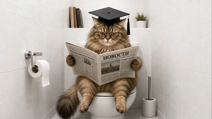 Сгенерированный кот читает новости - Ai-generated cat is reading the news (RUS)