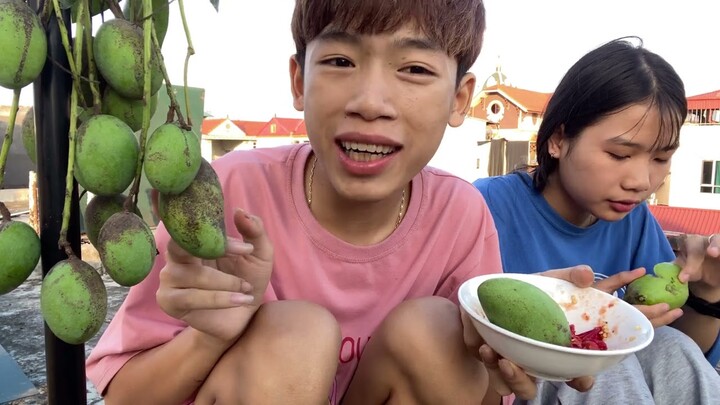 Kelly Cùng Ly Lợn Ăn Xoài Chấm Muối Ớt Cay Suýt Khóc [ Video 2 Tháng Trước ] | Kelly Vlog