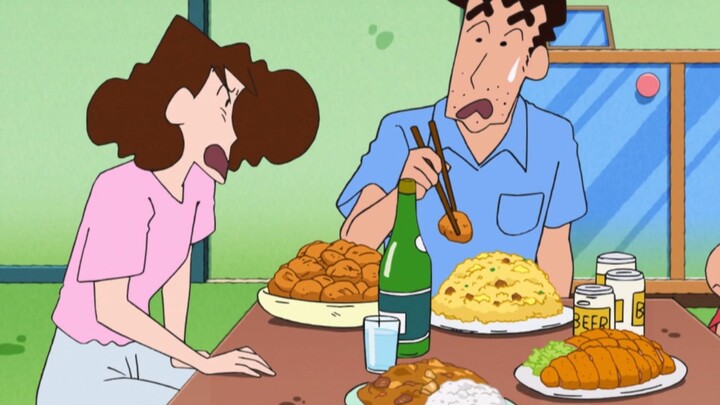 Crayon Shin-chan: Misae gets revenge on Hiroshi for losing weight, and after much effort, ends up ga