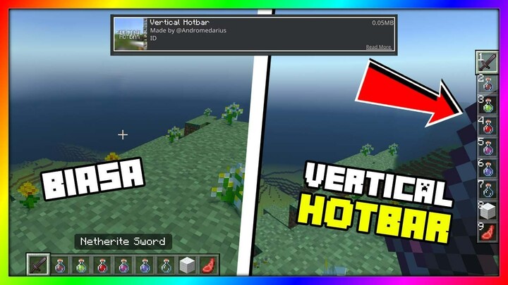 SEKARANG HOTBAR MCPE BISA ADA DI SAMPING ❗❗ || Texture Vertical Hotbar || Support MCPE 1.20