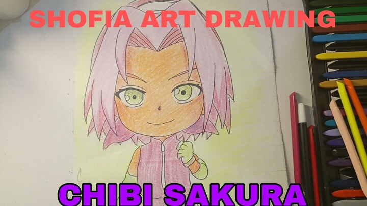 menggambar chibi sakura dari anime Naruto