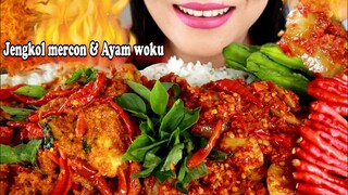 ASMR JENGKOL MERCON, AYAM WOKU, LALAPAN MENTAH | ASMR MUKBANG INDONESIA