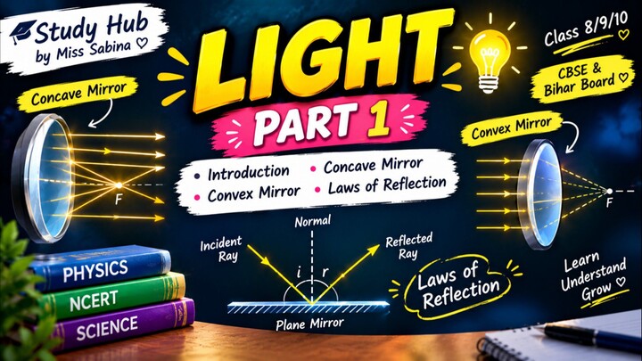 LIGHT 💡 PART 1 | Introduction, Concave & Convex Mirror | Laws of Reflection | Science