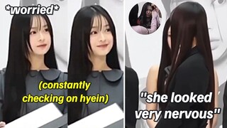 Hanni got worried when Hyein seemed nervous during presentation.. (hanni protects maknae)