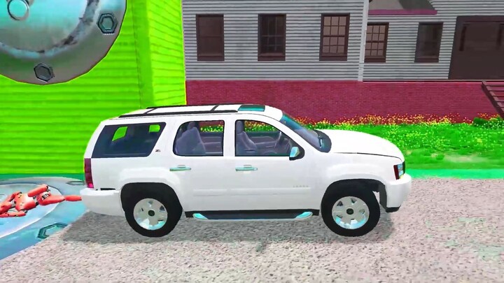Flatbed Trailer McQueen Transportation with Truck - Speedbumps vs Cars vs Train - BeamNG.Drive #1