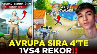 AVRUPA 4. SIRADAKİ HESAPTA 1v4 OYNAYIP REKORUNU KIRDIM ! / PUBG MOBİLE