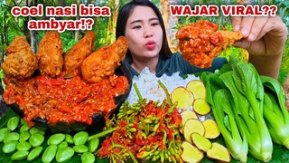 AYAM GORENG SAMBAL VIRAL TIKTOK LALAPAN JENGKOL MENTAH CAMPUR PETE SAYUR PAKCOY