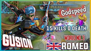 Godspeed Hand with 15 Kills 0 Death | Top Global Gusion Romeo