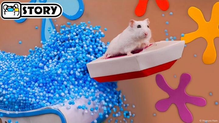[Vertical Video] A hamster 🐹 Homura Ham in a SpongeBob-style underwater ball pit maze