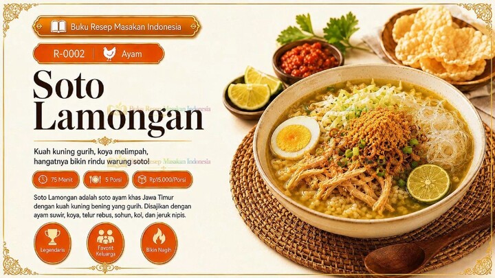 Resep Soto Lamongan Asli Jawa Timur, Kuah Kuning Gurih Koya Melimpah