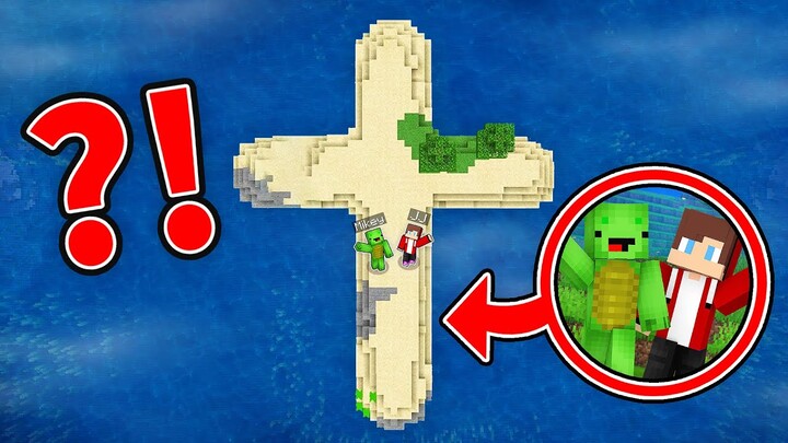 JJ and Mikey Found Scary CROSS Island in BLOOD OCEAN - Maizen Parody Video in Minecraft