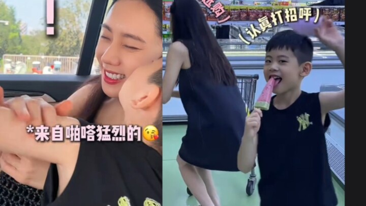 Qiu Cixuan’s supermarket vlog with her son: Da Hai’s already this tall—so cute!