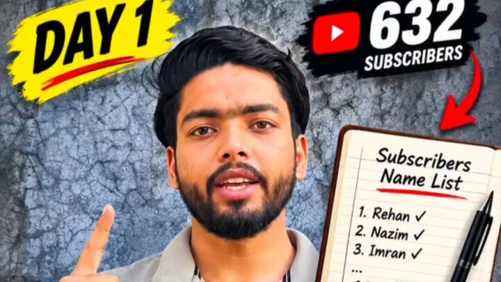 Day 01 — 100K Subscribers Name Challenge! 🔥
