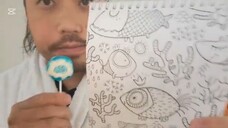 ASMR EATING FRUIT LOLLIPOP & COLORING FISH ✏️
