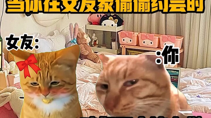 《猫meme小剧场》当你在女友家偷偷约会时！