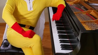 Saitama-sensei (Fufu version) plays One Punch Man with the piano (pig piano) (1st season OPxA theme of one punch man improvisation)