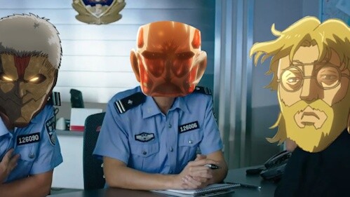 In the famous mermaid scene in "Attack on Titan", I was hacked to death by the soldier commander