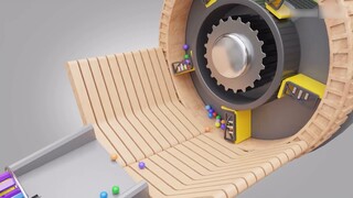 Unzipped video: Marble run loop animation of 16,800 colorful balls