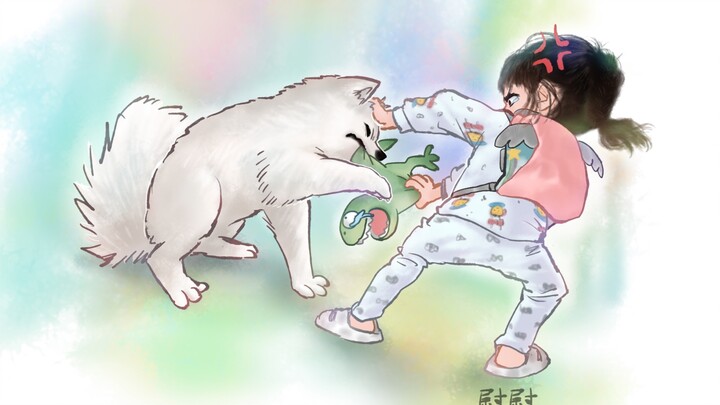 女孩子打架都喜欢薅头发吗，狗狗也逃不掉