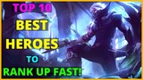 TOP 10 BEST HEROES TO RANK UP FAST IN MOBILE LEGENDS [SEASON 21] + FULL ITEM BUILD AND EMBLEM SET