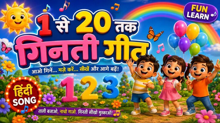 1 से 20 तक गिनती गीत 🔢 | Hindi Numbers Song | Dance Song | Counting Song | Learn