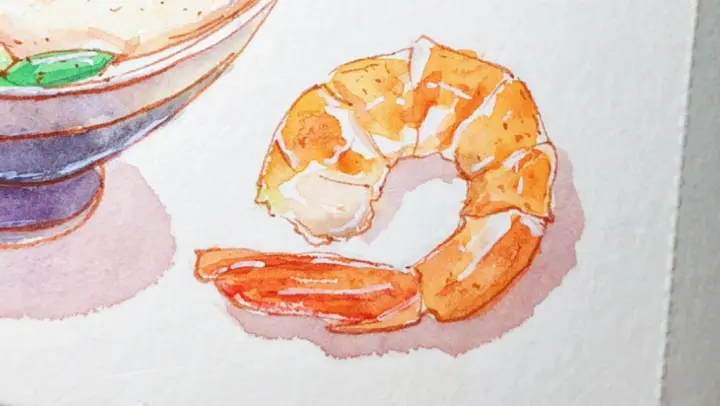 Watercolor painting introduction - Shrimp painting