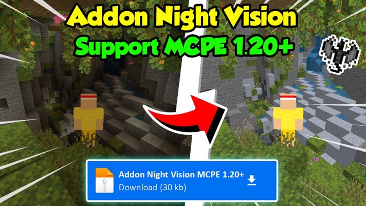 Addon Night Vision For MCPE 1.20.15 ‼️‼️ || No Behavior Pack || MCPE 1.20+
