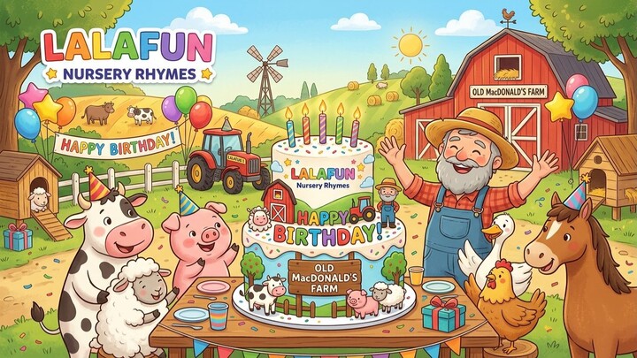 Birthday Cake at Old MacDonald’s Farm | Lalafun Nursery Rhymes