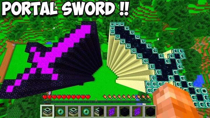 What if BUILD TALLEST NETHER PORTAL SWORD and ENDER PORTAL SWORD in Minecraft ? IMPOSIBLE PORTAL !
