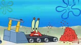 High-intensity fitness training, the treadmill is turned on at the highest speed, and Mr. Krabs is g