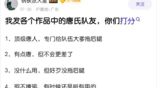 以下唐氏队友如何评价？