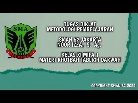 TUGAS METODOLOGI PEMBELAJARAN SMAN 62 JAKARTA (NOOR IZZA, S. Ag) copyright SMAN 62 2022