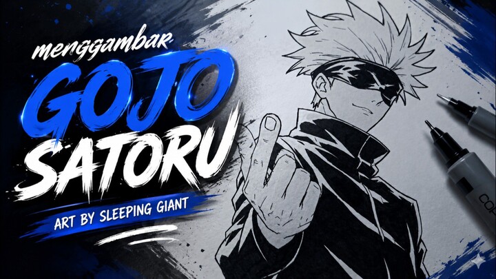 Menggambar Gojo Satoru dari anime Jujutsu Kaisen, permintaan viewer