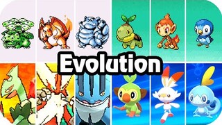 Pokémon Game : Evolution of Starter Evolution Animations (Side by Side)