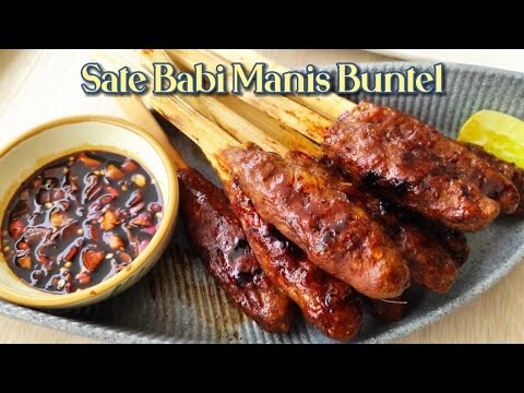 RESEP SATE BABI MANIS BUNTEL + SAMBAL KECAP
