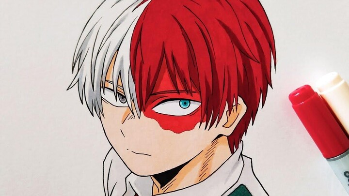 วิธีการวาด Shoto Todoroki - การสอนทีละขั้นตอน ฮีโร่ของฉัน Academia