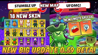 NEW BIG UPDATE 0.59 BETA STUMBLE GUYS X SPONGEBOB! 2 MAP BARU, 18 SKIN BARU & 2 EMOTE SPESIAL BARU