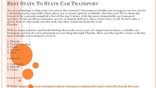 Best State To State Car Transport