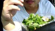 ASMR EATING SOUNDS - PASTA SALAD WITH GOAT CHEESE, DRIED TOMATOES, SLAW AND WALNUTS