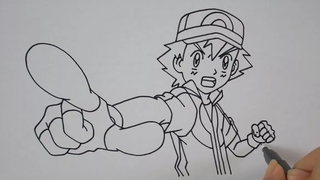 วาดซาโตชิ จากการ์ตูน โปเกม่อน Pokemon XYZ Ep1 วาดเส้นด้วยปากกา